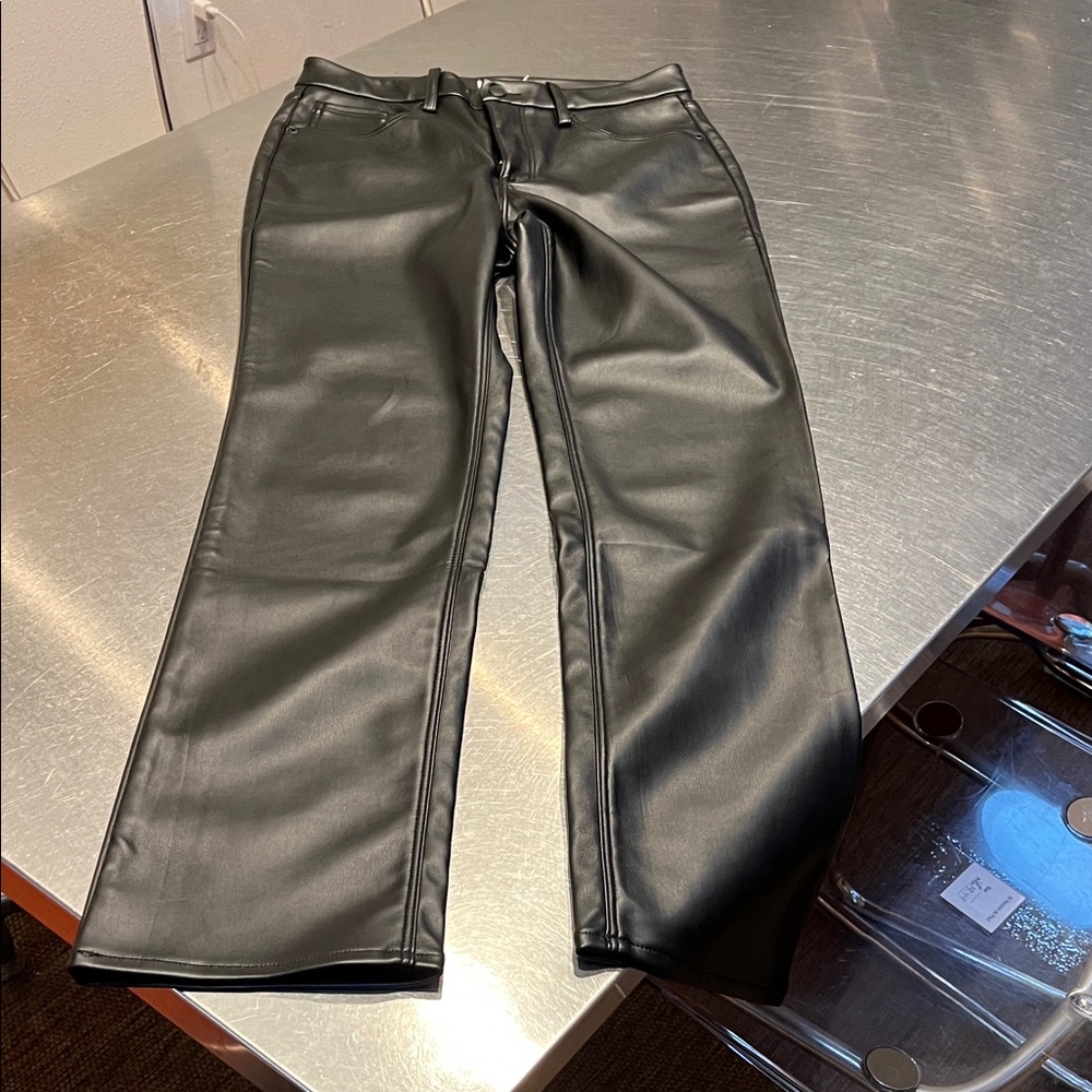 Good American Black  Faux Leather Jeans